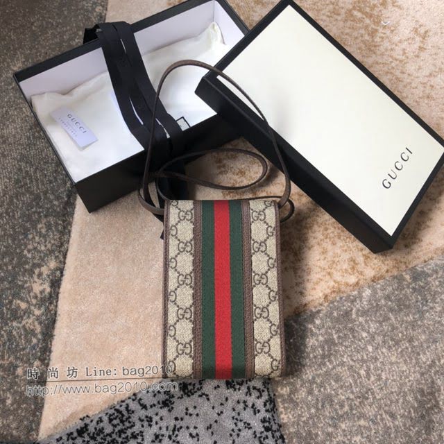 Gucci原厂皮包包 古驰男女Ophidia磁力扣织带手机包 Gucci单肩斜挎包 625757  gdj1576